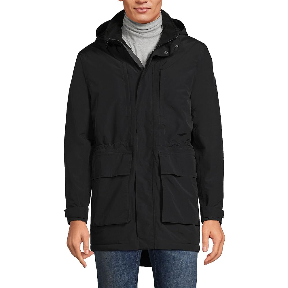 ジャケット・アウター Men's Squall Waterproof Insulated Parka Lands' End Mens Squall Waterproof Parka Black Regular Small
